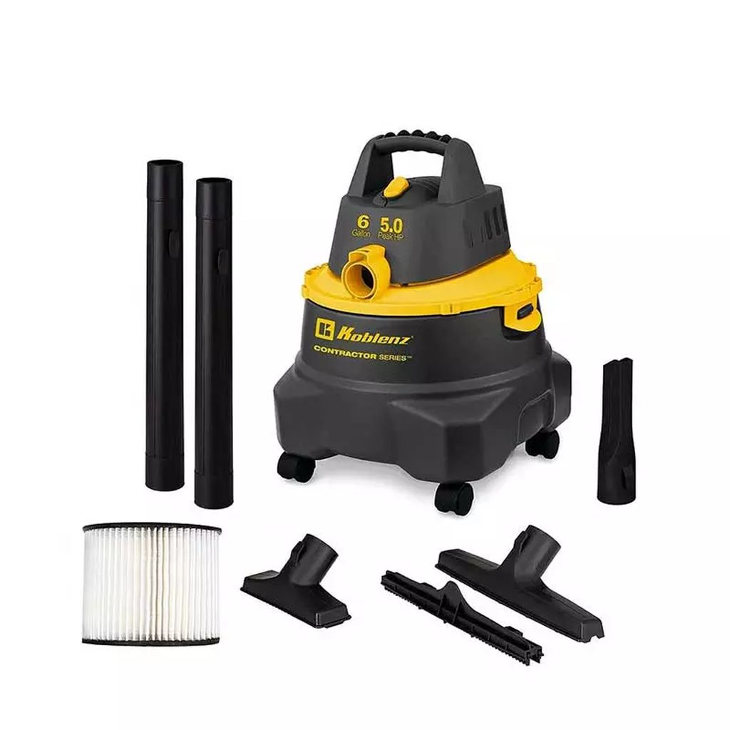 ASPIRADORA 5.0HP 6GAL SECO /MOJADO TRABAJO RUDO C/ACCESORIOS, KOBLENZ