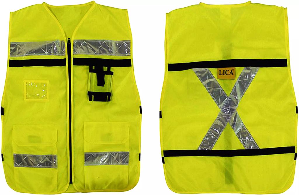 CHALECO DE SEGURIDAD TIPO RESCATISTA REFLEJANTES ALTA VISIBILIDAD CON CIERRE Y 2 BOLSAS AMARILLO, LICA