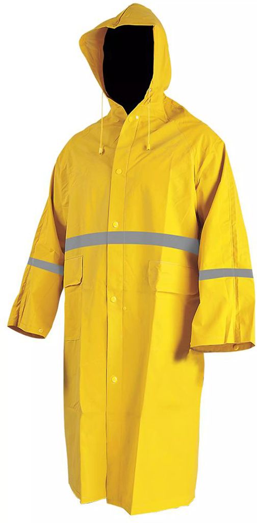 IMPERMEABLE GABARDINA LARGA CON CAPUCHA AMARILLO CON REFEJANTE T-L, LICA