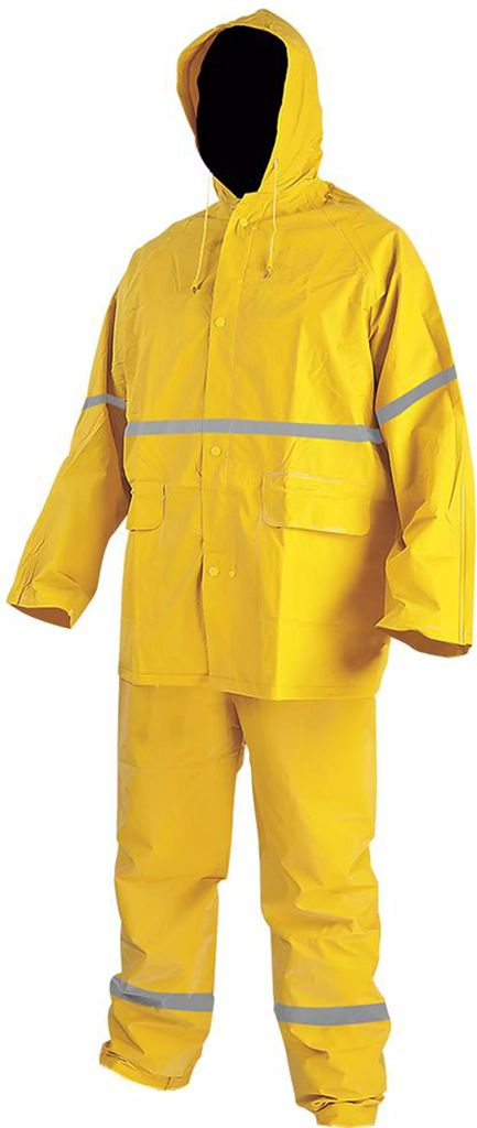 IMPERMEABLE SACO CON CIERRE CON CAPUCHA Y PANTALON AMARILLO DE ALTA DENSIDAD CON REFEJANTE T-L, LICA