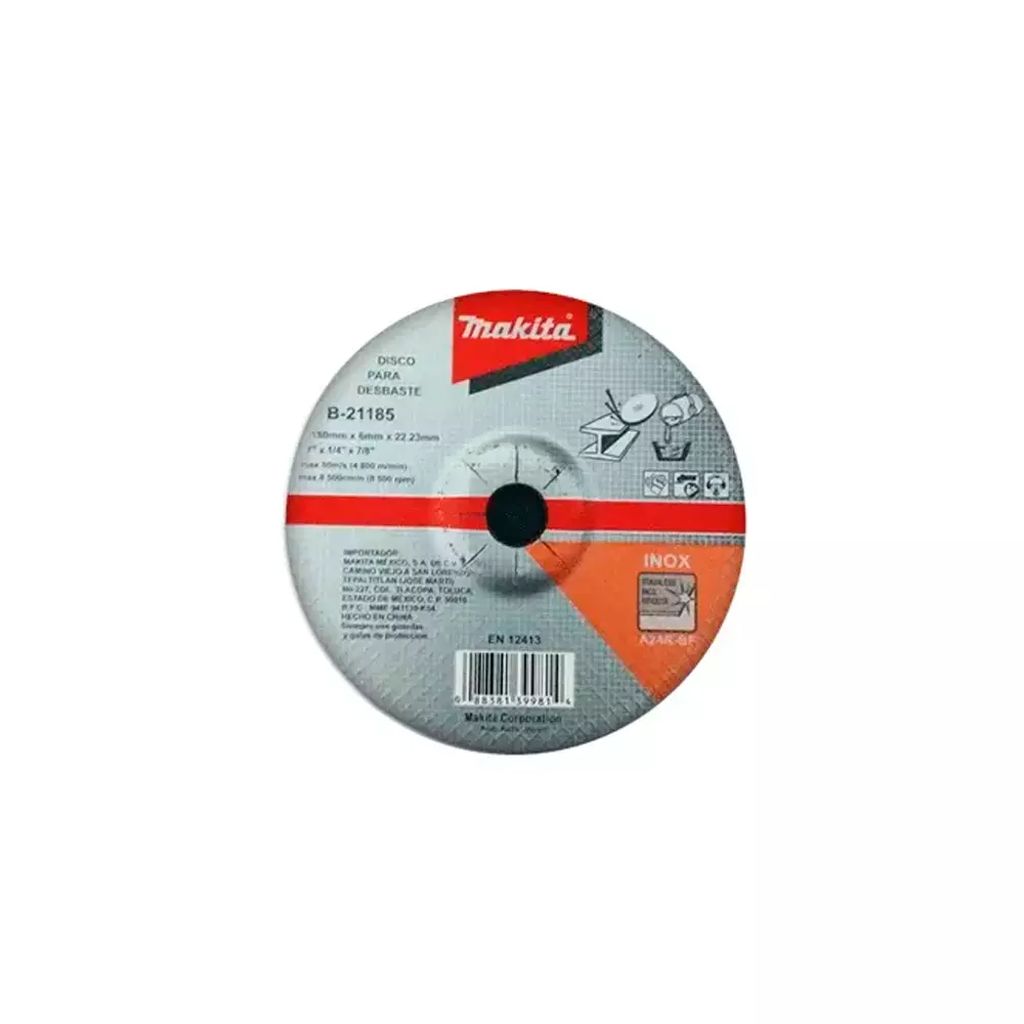 DISCO PARA DESBASTE DE METAL 7"X1/4"X7/8" TIPO 27  ALTO RENDIMIENTO, MAKITA