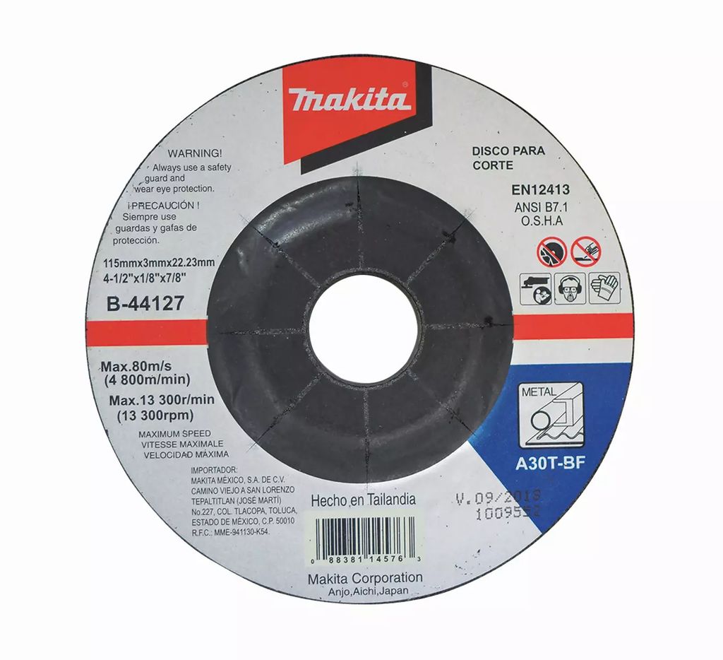 DISCO T-27 4.1/2"X1/8"X7/8" PARA CORTE DE METAL (ANTES A83593), MAKITA