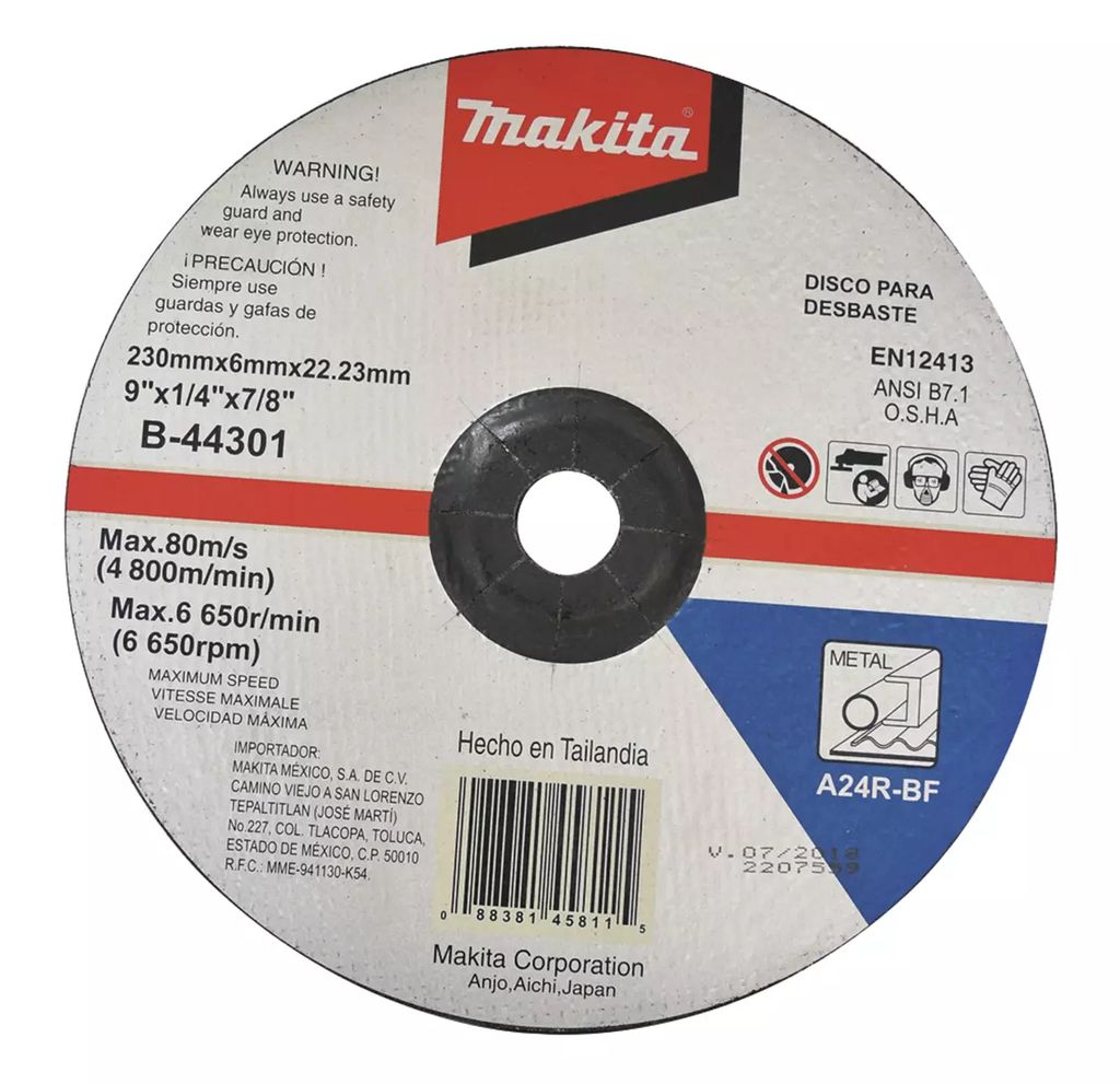 DISCO T-27 9"X1/4"X7/8" PARA DESBASTE DE METAL (ANTES 741421B), MAKITA