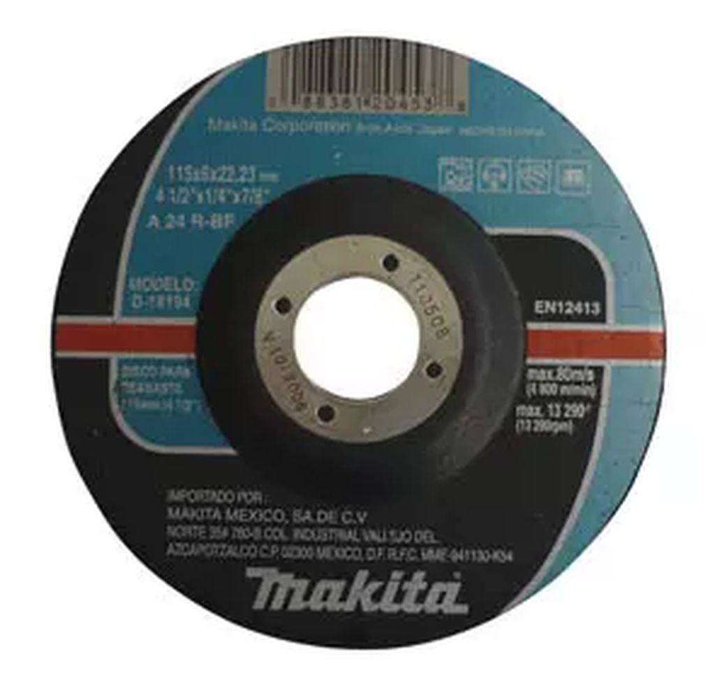 DISCO T-27 4.1/2"X1/4"X7/8" PARA DESBASTE DE METAL, MAKITA
