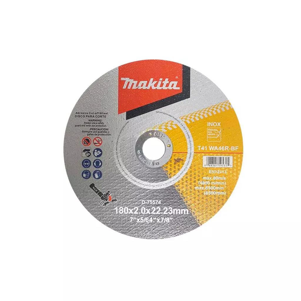 DISCO PARA CORTE ACERO INOXIDABLE 7" X 7/8” X 2MM   CORTE PRECISO, MAKITA