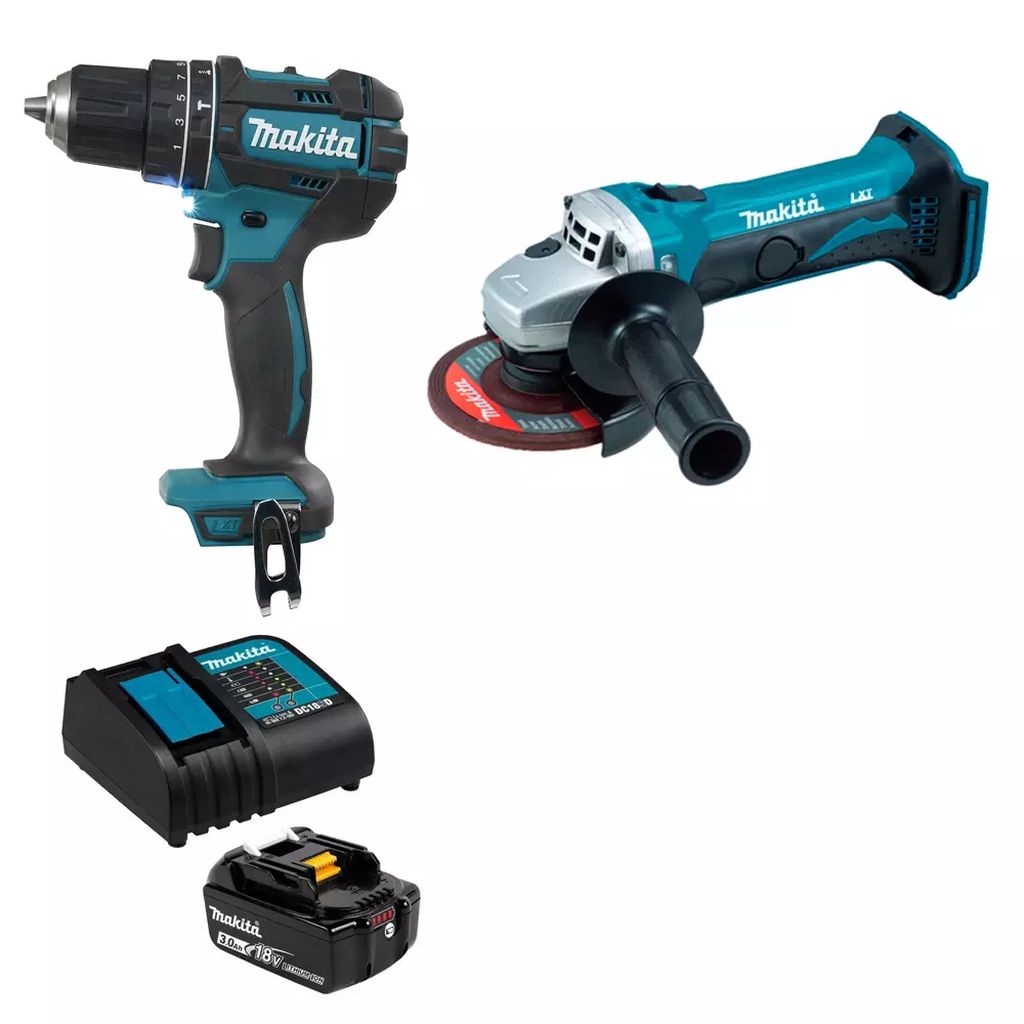 ROTOMARTILLO 1/2" 18V VVR +ESMERILADORA 4.1/2" 18V 11000RPM +CARG +BAT 18V, MAKITA