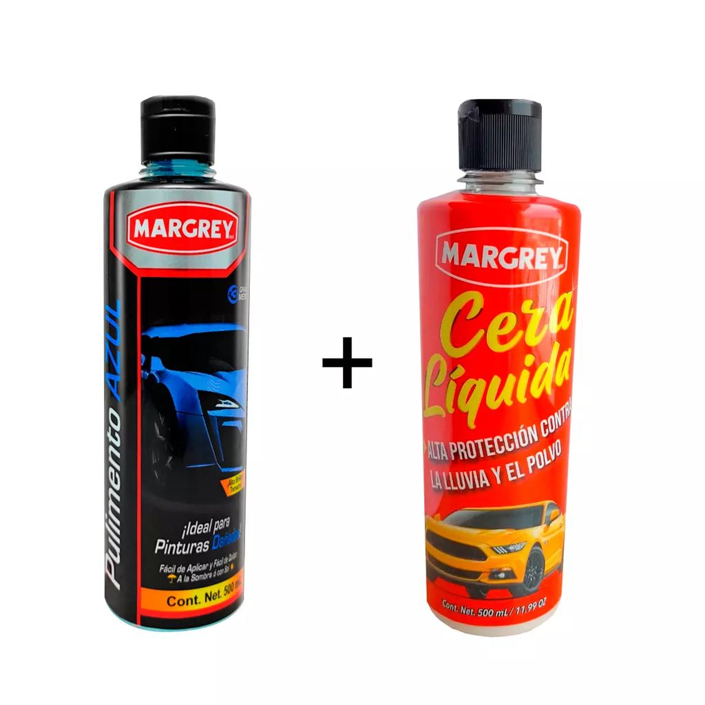 PULIMENTO AUTOMOTRIZ GRANO SUAVE 500 ML AZUL + CERO LIQUIDA W 500ML, MARGREY