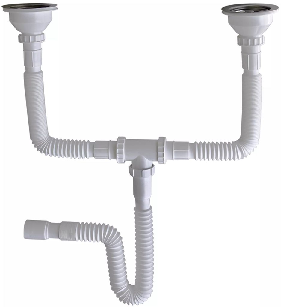 DESAGE PARA FREGADERO FLEXIBLE 95 CM DOBLE TRAMPA CON CONTRA CANASTAS HERMETICAS, MIBER