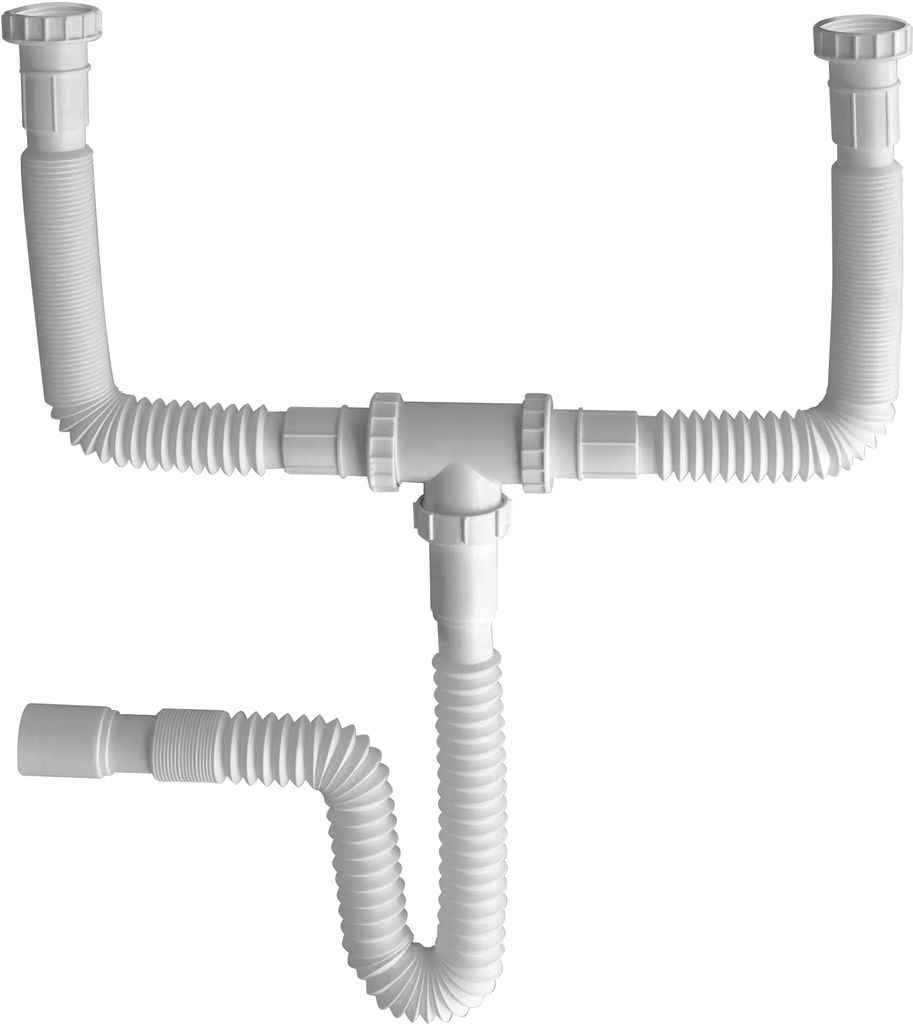 DESAGE PARA FREGADERO FLEXIBLE DOBLE TRAMPA CON CONTRA, MIBER
