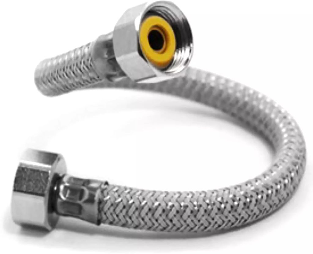 MANGUERA PARA LAVABO FLEXIBLE DE ACERO INOXIDABLE/POLIPROPILENO 40CM SALIDA 1/2"X1/2" (POLIACERO), MIBER