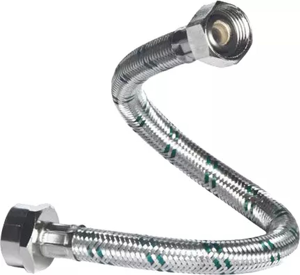 MANGUERA PARA LAVABO FLEXIBLE DE ALUMINIO 55CM SALIDA 1/2"X1/2" (ULTRA Q), MIBER