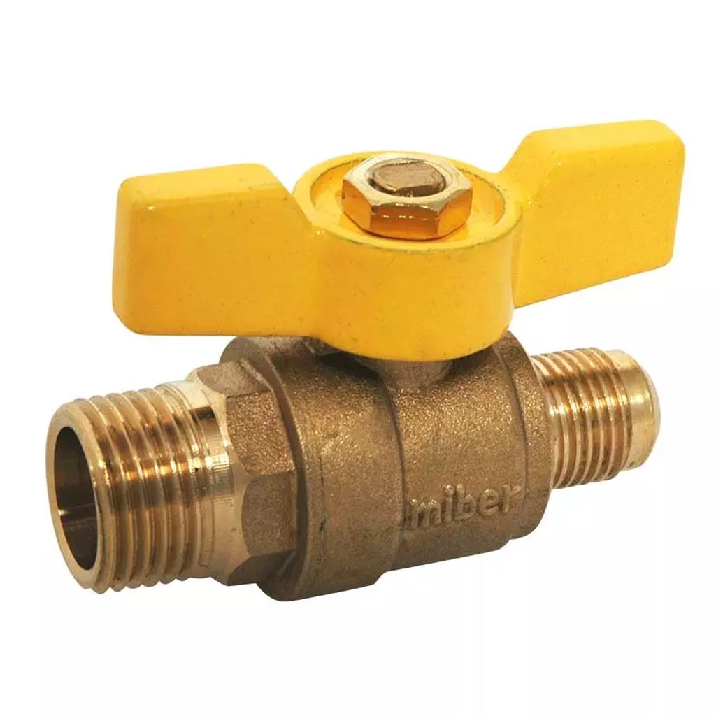 VALVULA DE ESFERA ROSCABLE MACHO 1/2" MACHO 3/8" PARA GAS 400 WOG, MIBER