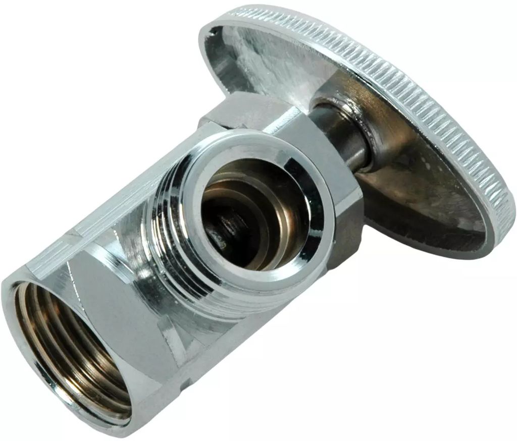 LLAVE ANGULAR PARA CONTROL DE AGUA 1/2"X1/2" CUERPO Y ARBOL DE LATON, MIBER