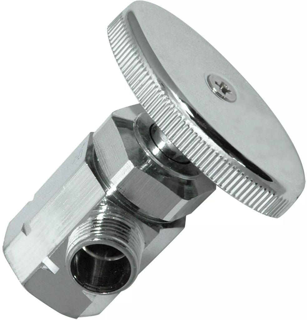 LLAVE ANGULAR PARA CONTROL DE AGUA DOBLE 1/4 DE VUELTA CONEXIONES 1/2” X 3/8”, MIBER