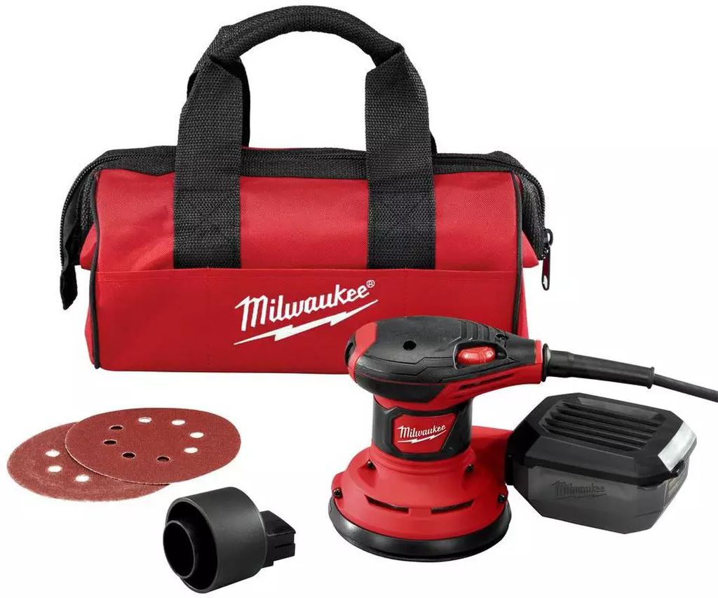 LIJADORA ROTO-ORBITAL 5" 3 AMP 7000-12000 OPM CON BOLSA RECOLECTORA DE POLVO ADAP UNIV Y BOLSA, MILWAUKEE