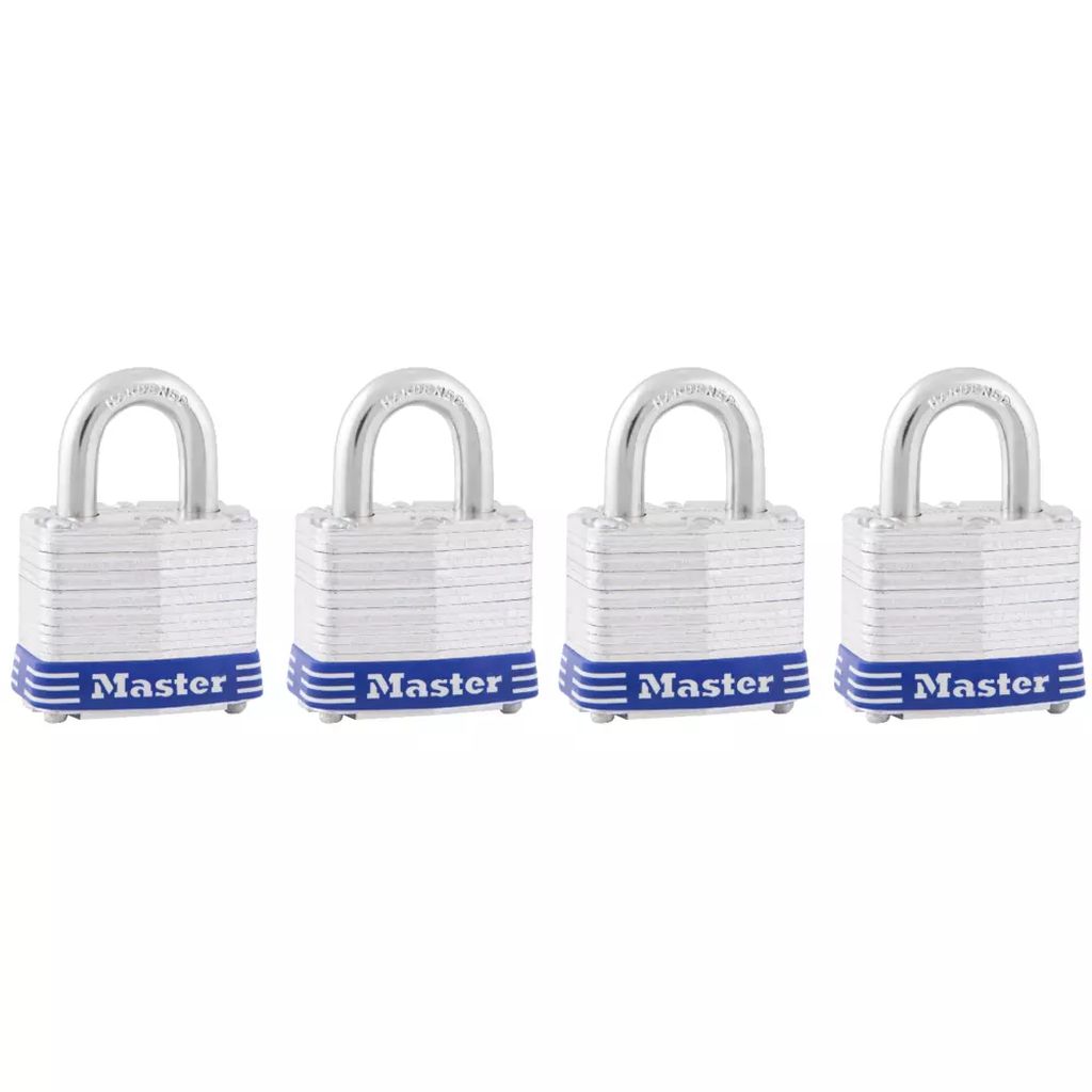 JUEGO DE CANDADOS LAMINADO 40MM GANCHO MEDIANO  LLAVES  IGUALES 4 PZAS (ML061), MASTER LOCK