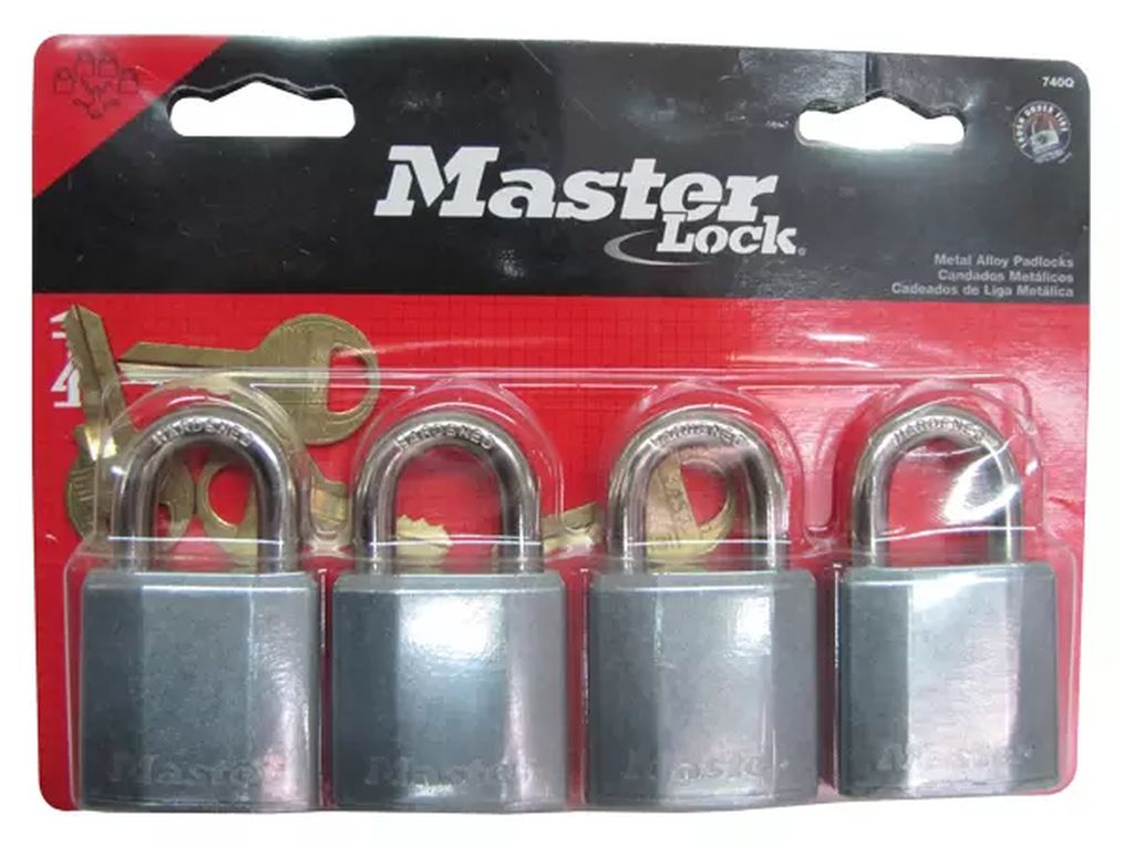 JUEGO DE CANDADOS METALICO 40MM GANCHO CORTO 4 PZAS (ML248), MASTER LOCK