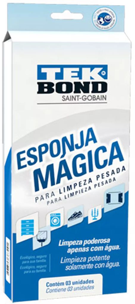 ALMOHADILLA DE ESPONJA LIMPIEZA PODEROSA 100x70x30MM 3PZAS (ESPONJA MAGICA), TEKBOND