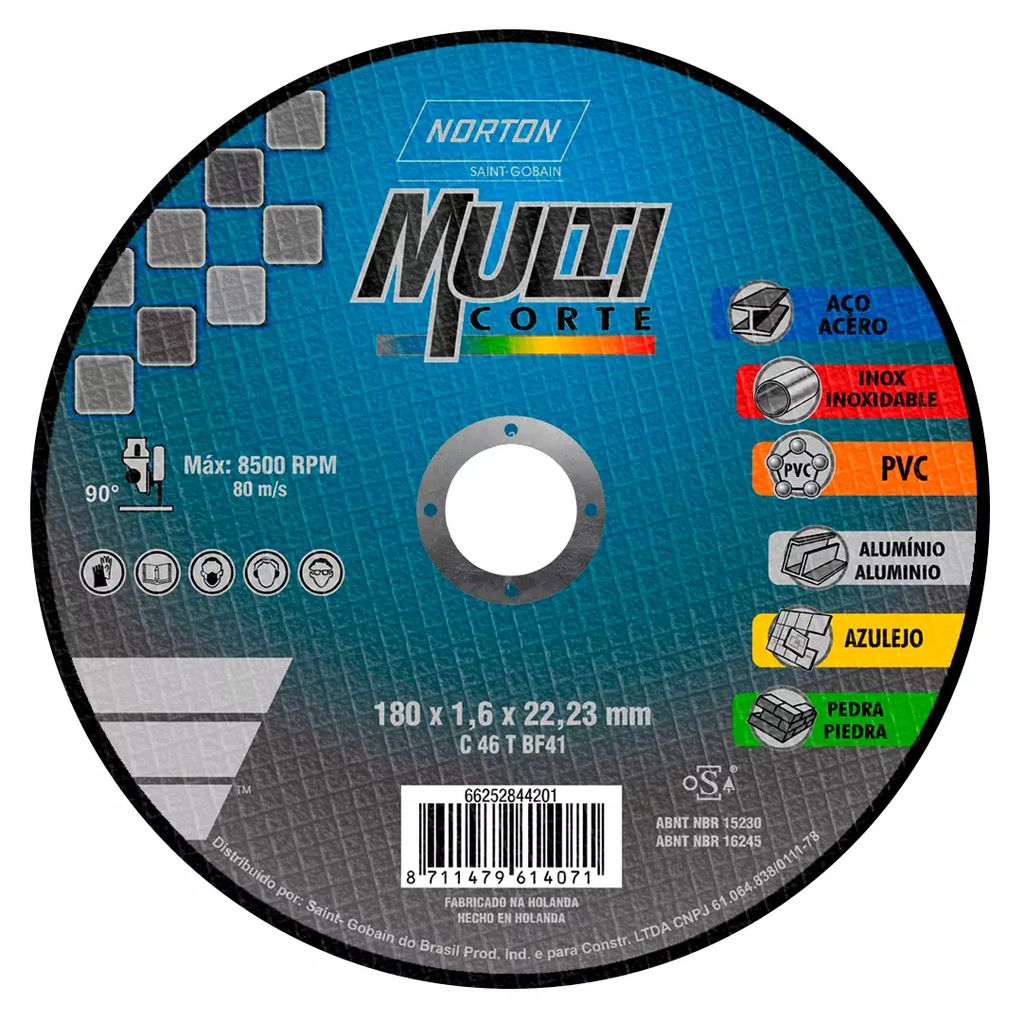 DISCO PARA CORTE DELGADO MULTICORTE 7"X1/16"X7/8" (RIGHTCUT), NORTON