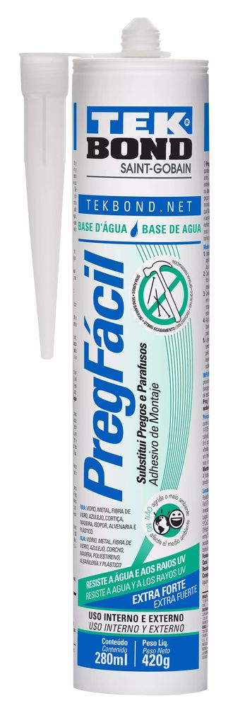 ADHESIVO DE MONTAJE INSTANTANEO MULTIUSOS (SIN CLAVOS) 280 ML (9.46 OZ) CARTUCHO (PEGA FACIL), TEKBOND