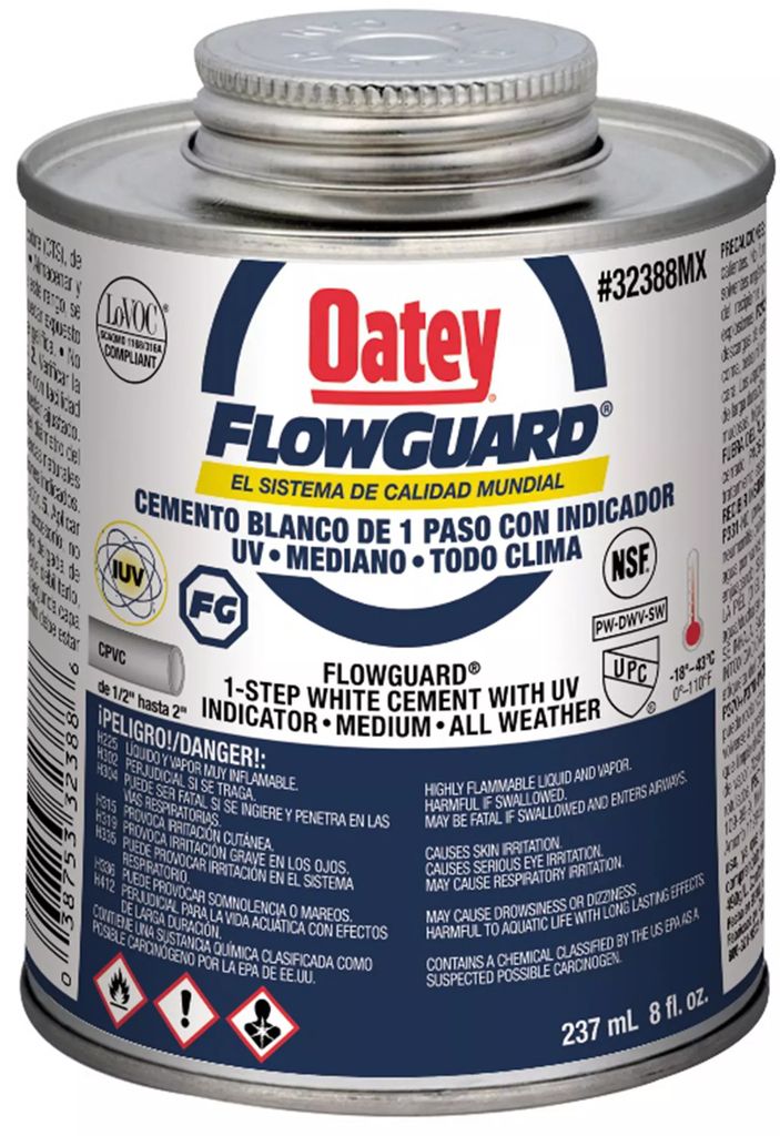 CEMENTO PARA CPVC BLANCO 237 ML (8 OZ) ETIQUETA AZUL (FLOWGUARD), OATEY