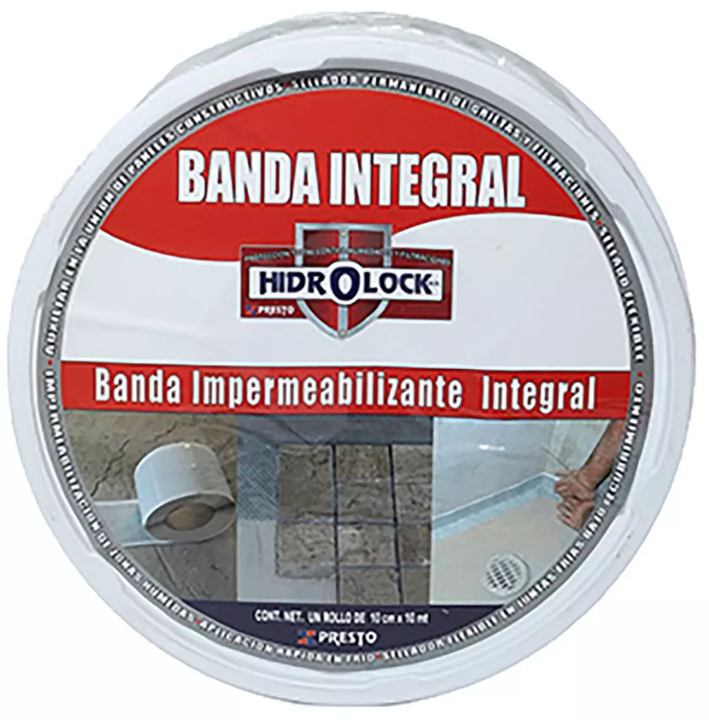 CINTA ASFALTICA AUTOADHERIBLE E IMPERMEABLE GRIS 10 MTS X 10 CM BANDA INTEGRAL, PRESTO