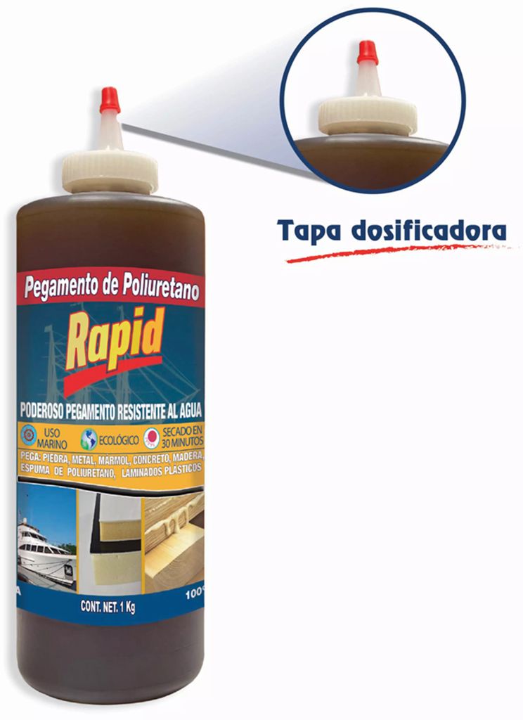 PEGAMENTO DE POLIURETANO AMBAR 500 GR RESITENTE AL AGUA (PRESTO RAPID), PRESTO