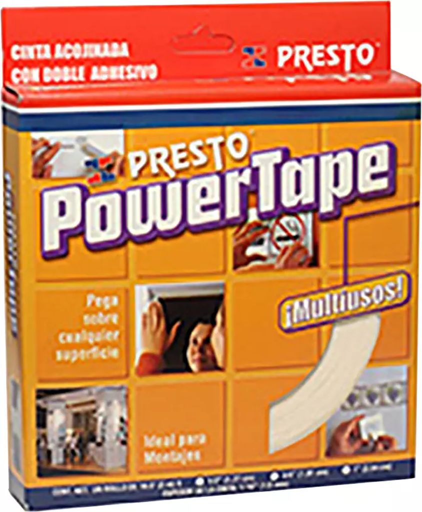 CINTA DOBLE CARA 18X5 POLIESTER ACOJINADA, PRESTO