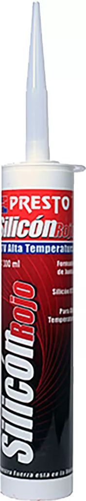 SILICON AUTOMOTRIZ RTV ALTA TEMPERATURA ROJO 300ML, PRESTO