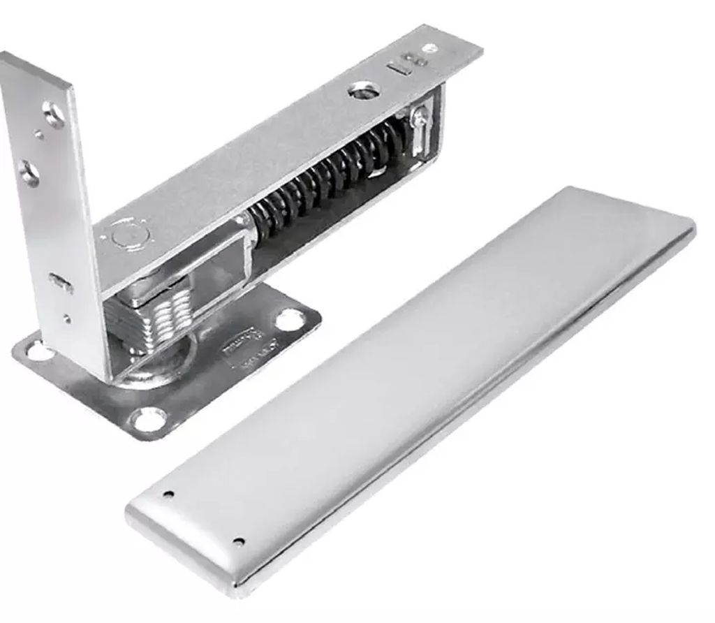 BISAGRA MECANICA PARA PISO DOBLE ACCION DE VAIVEN CROMO CON TORNILLOS, PHILLIPS