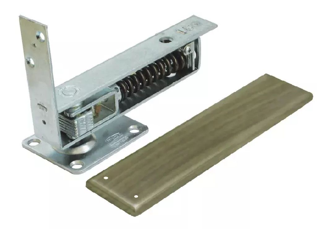 BISAGRA MECANICA PARA PISO DOBLE ACCION DE VAIVEN LATON ANTIGUO CON TORNILLOS, PHILLIPS