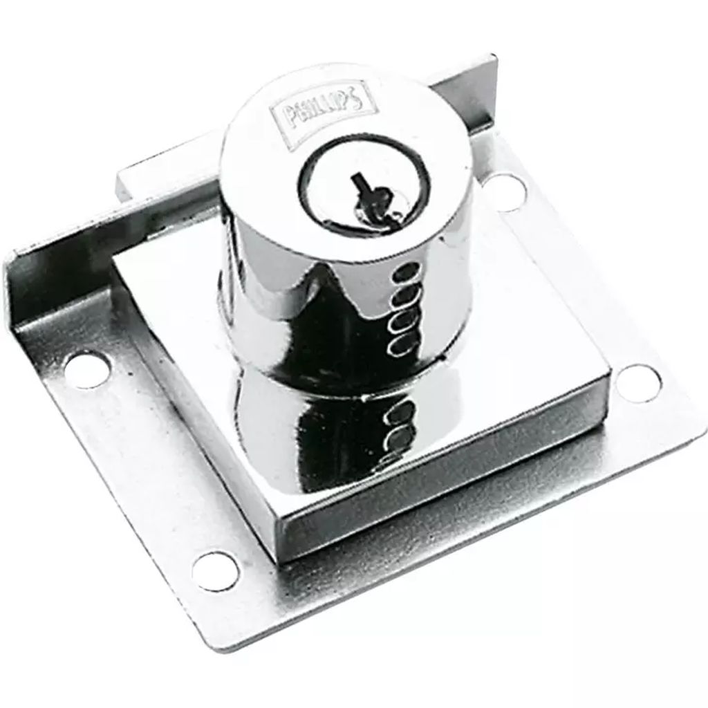 CERRADURA PARA MUEBLE ESCRITORIO D/CUADRO CROMADA, PHILLIPS