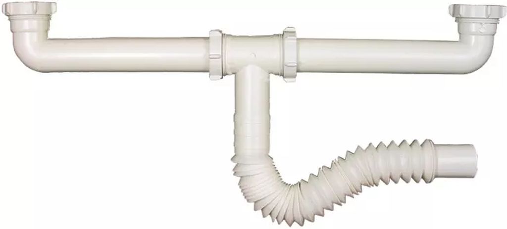 DESAGE PARA FREGADERO FLEXIBLE DOBLE TRAMPA SIN CONTRA CON TUBO FLEXIBLE, RUGO