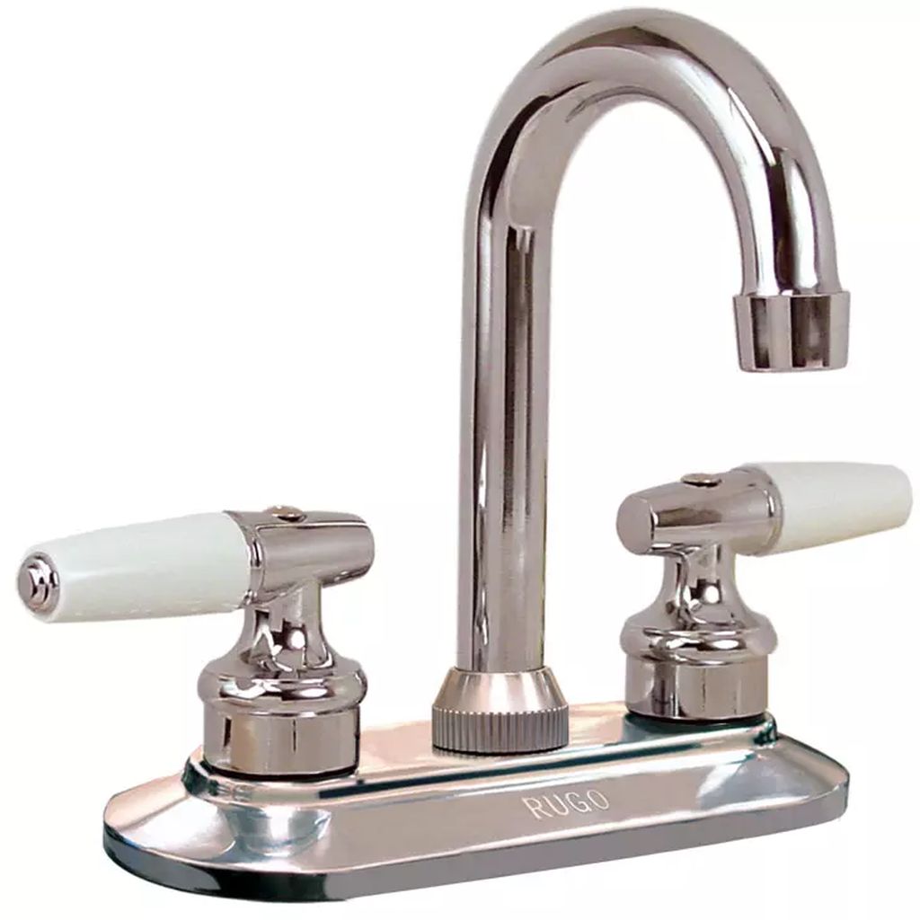MEZCLADORA PARA LAVABO TIPO BAR (MANERALES PIRULI BLANCO, CARTUCHO CERAMICO) CROMO, RUGO
