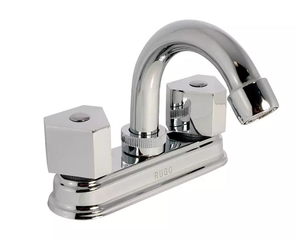 MEZCLADORA PARA LAVABO 4" RHIN 1/4 DE VUELTA (CUBIERTA, MANERALES, CARTUCHO CERAMICO) CROMO, RUGO