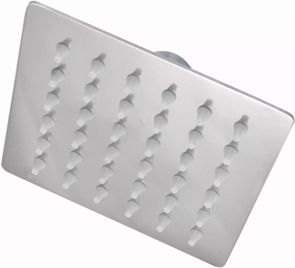 REGADERA CUADRADA DELGADA 4" DE ACERO INOXIDABLE 201 ACABADO ESPEJO, RUGO