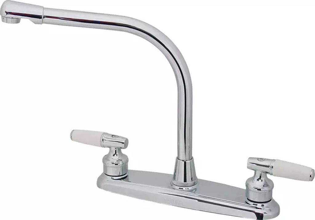 MEZCLADORA PARA FREGADERO 8" CUELLO DE COBRA (CUBIERTA, MANERALES PALANCA, CARTUCHO CERAMICO), RUGO