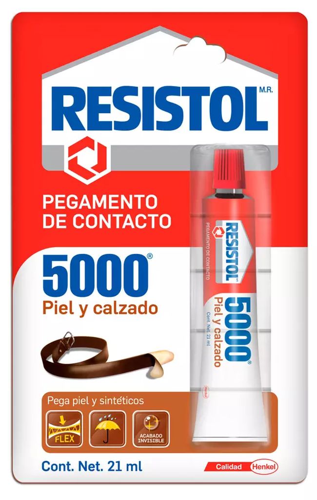 PEGAMENTO DE CONTACTO 21 ML (0.71 OZ) BASE SOLVENTE TRANSPARENTE (5000 PIEL Y CALZADO) (BLISTER), RESISTOL
