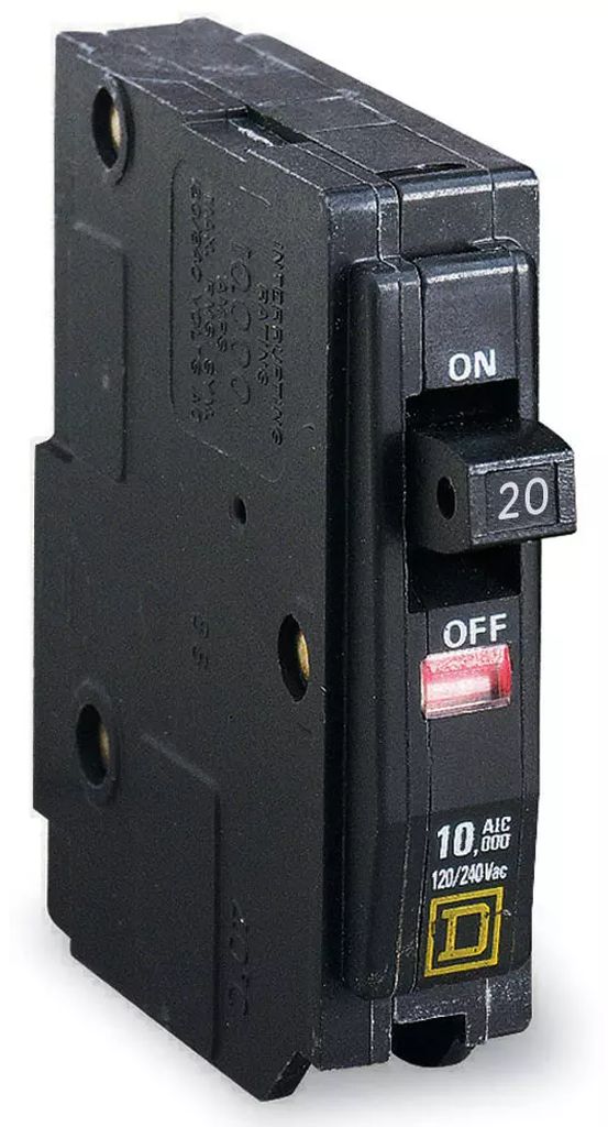INTERRUPTOR ELECTRICO TERMOMAGNETICO 1 POLO 20 A 120/240 V CA 120 V CA 48 V DC, SQUARE D