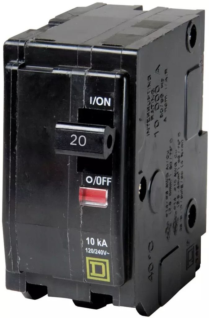 INTERRUPTOR ELECTRICO TERMOMAGNETICO 2 POLOS 20 A 120/240 V CA 120 V CA 48 V DC, SQUARE D