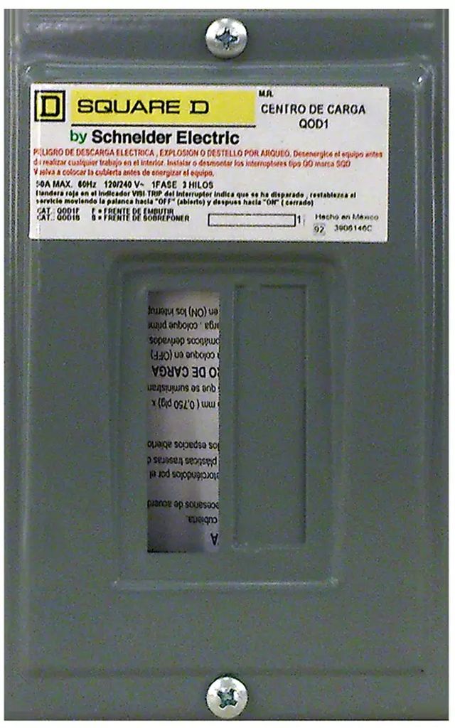 CENTRO DE CARGA 1 POLO DE SOBREPONER 120/240 V AC, SQUARE D