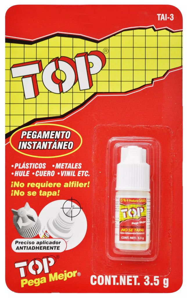 ADHESIVO INSTANTANEO USO GENERAL 03 GR (0.10 OZ) (GOTERO), TOP