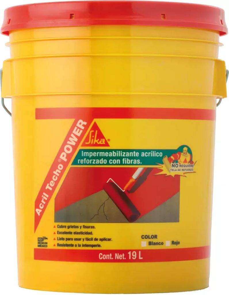 IMPERMEABILIZANTE ACRILICO Y AISLANTE TERMICO C/MICROESFERAS ACRIL TECHO 6 AÑOS 19LT ROJO, SIKA