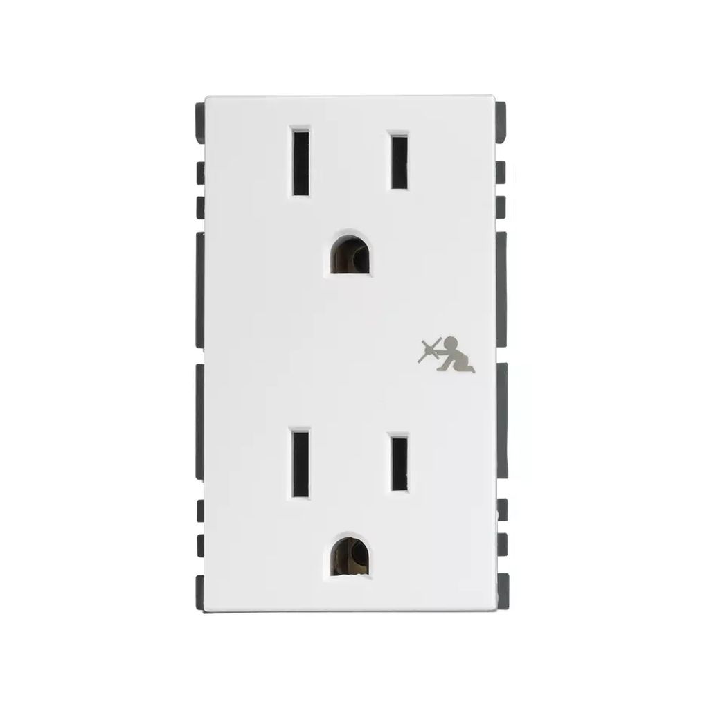 CONTACTO ELECTRICO DUPLEX ATERRIZADO 2P+T C/PROTEC INFANTIL 15A 127-250V COLOR BLANCO, SIMON