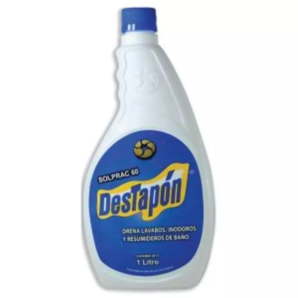 LIMPIADOR Y REMOVEDOR PARA LAVAMANOS, INODOROS, Y RESUMIDEROS DE BAÑOS 1 LT (DESTAPON), SOLPRAC