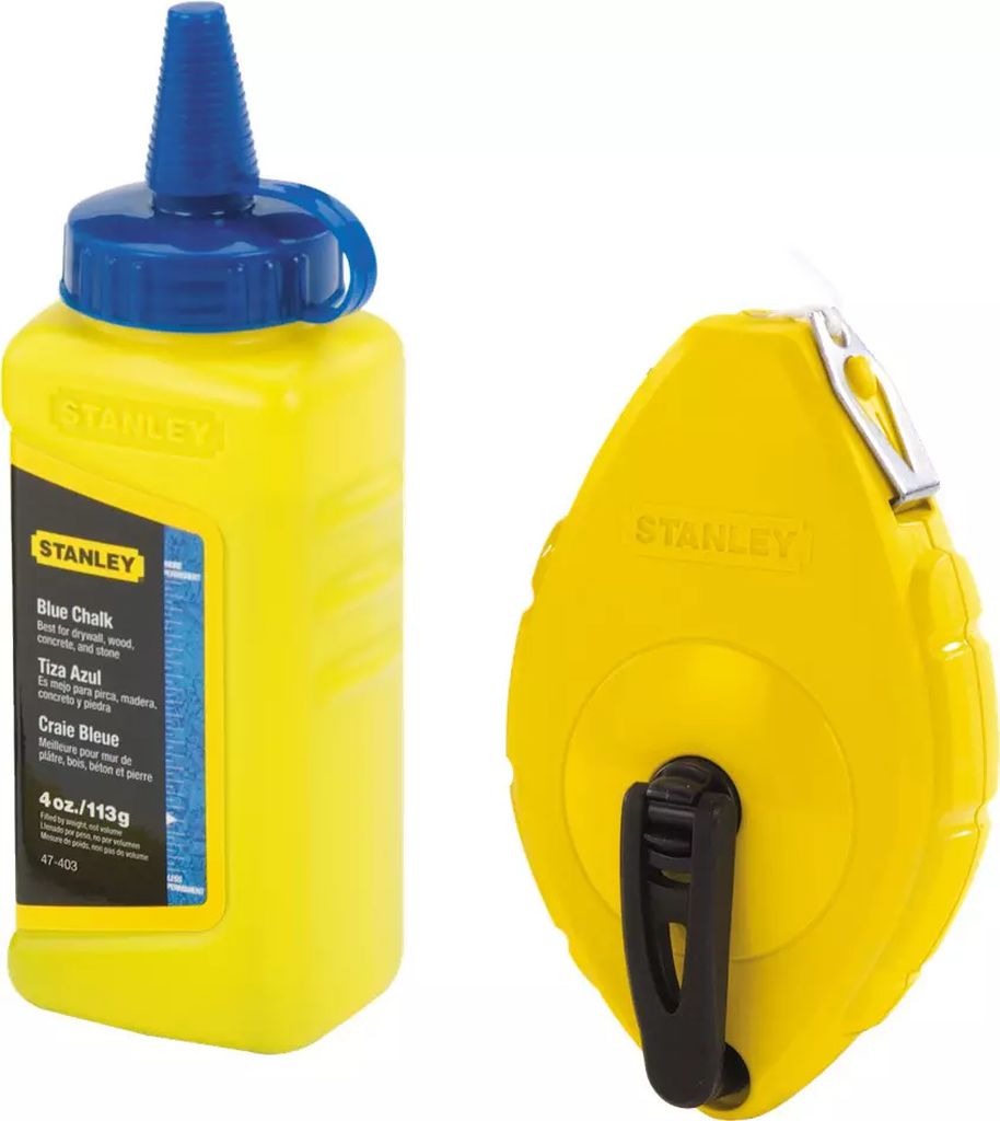 TIRALINEAS PLASTICO 30 FT Y TIZA 4 OZ AZUL, STANLEY