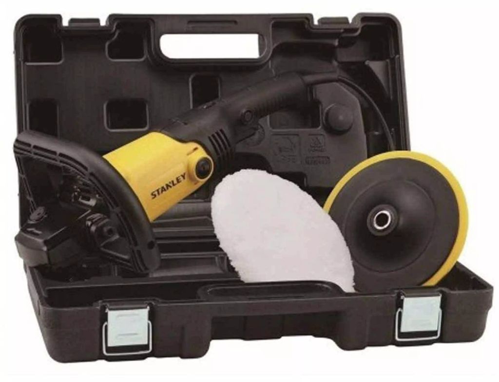 PULIDORA ANGULAR 7" 1300 W VV 1000-3000 RPM CON ESTUCHE PLASTICO BONETE Y RESPALDO, STANLEY