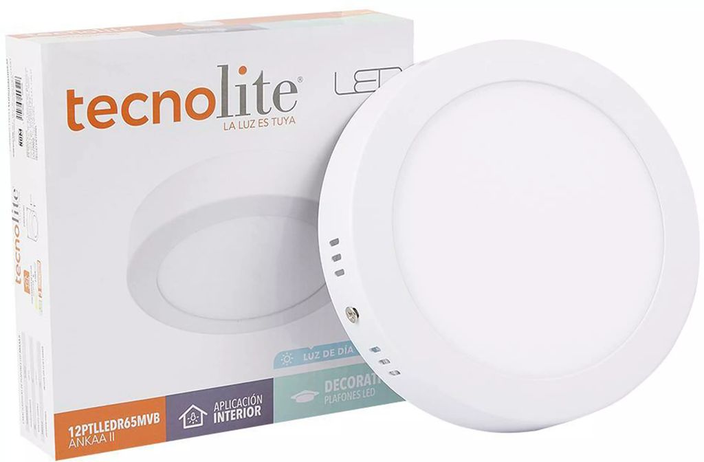 LAMPARA TIPO PANEL DE LED DE SOBREPONER REDONDA 12 W LUZ BLANCA 6500 K 800 LM 110-220 V (ANKAA II), TECNOLITE