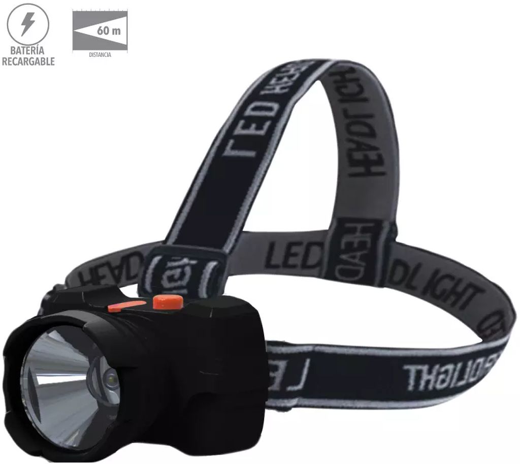 LINTERNA PARA CABEZA RECARGABLE DE LED 1 W LUZ DE DIA 6500 K 80 LM DE ABS (TESTA), TECNOLITE