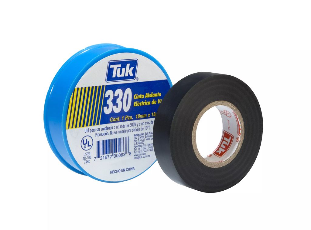 CINTA AISLANTE 18X18 VINIL NEGRO 330 LATA AZUL, TUK